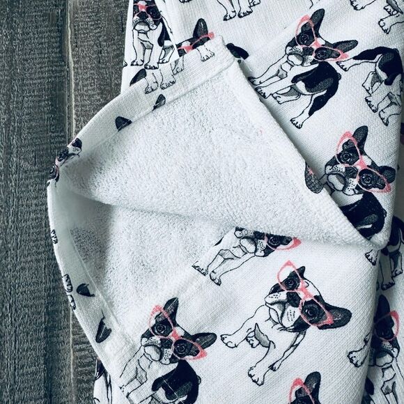 Frenchie Dog Pink Glasses Kitchen Dish Towels - Picture 2 of 2